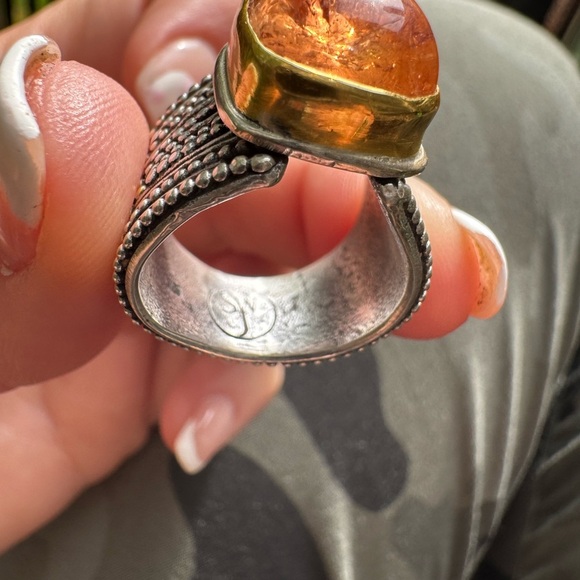 18kGold and Sterling Silver Ring with Incredible Royal Topaz Stone - Picture 9 of 11